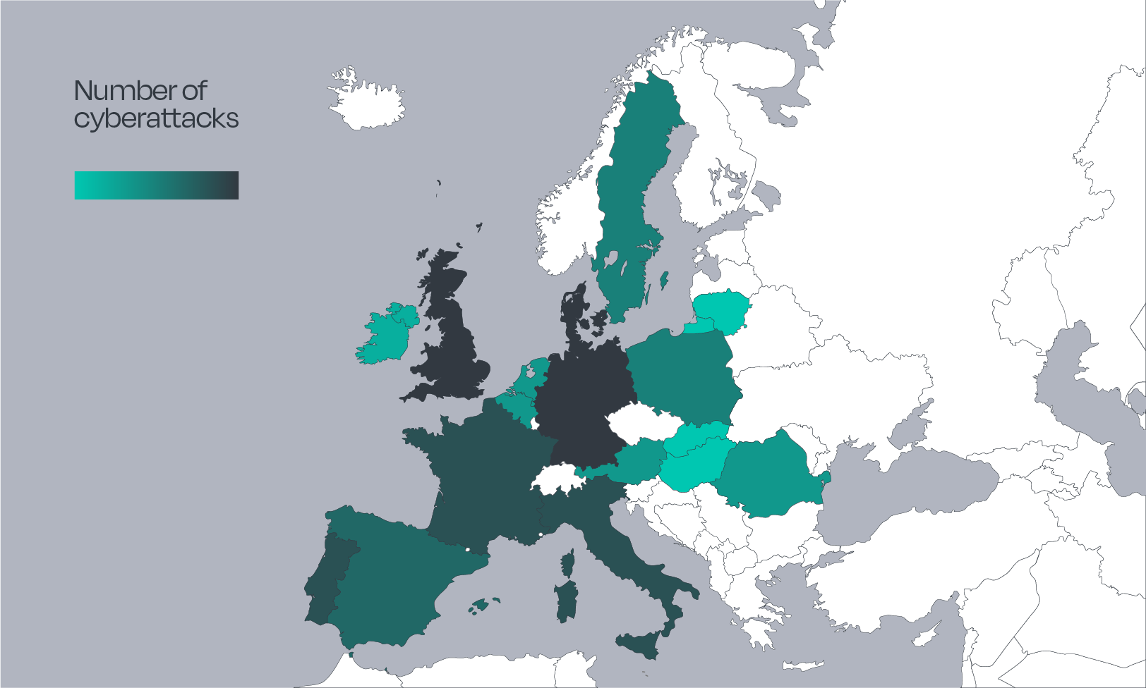 Map of most attacked countries